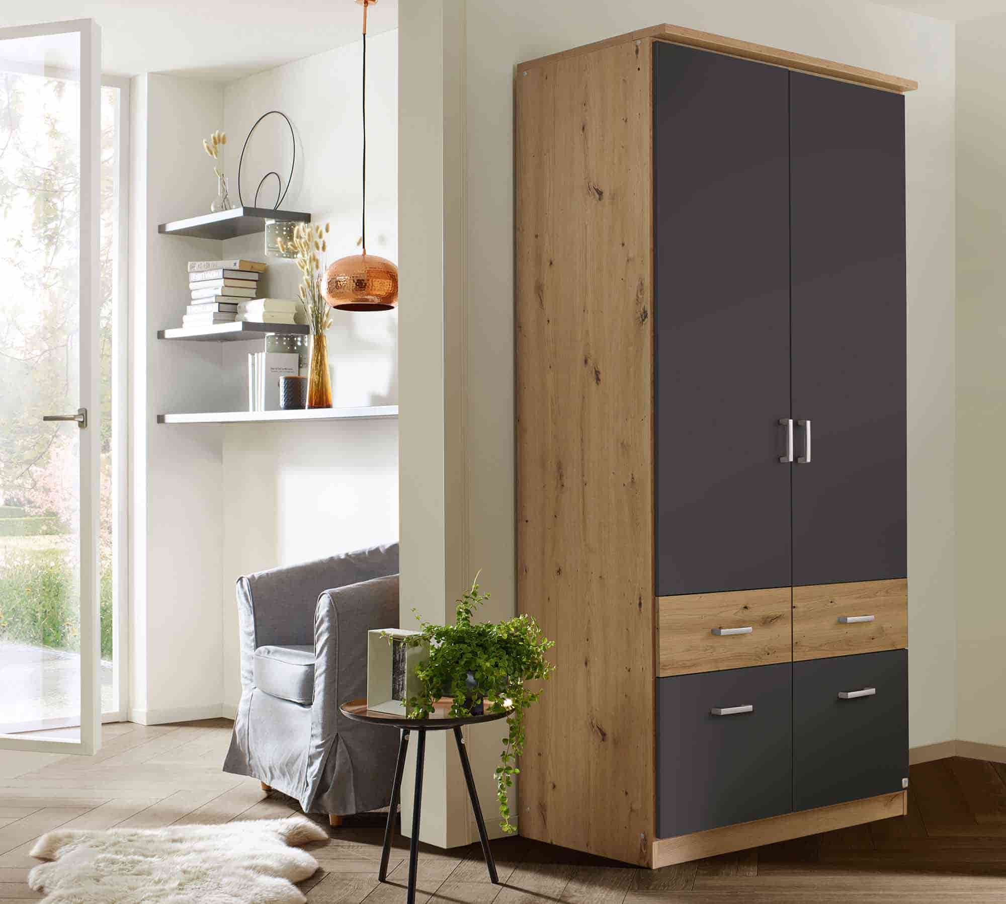 Rauch Bremen Kleiderschrank schmal mit Schubladen