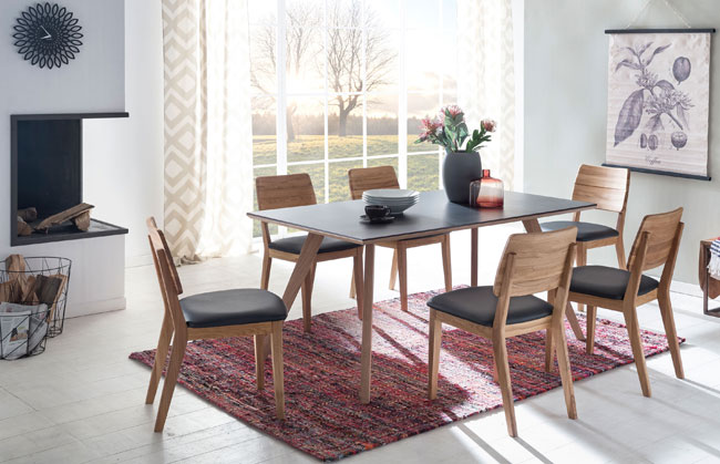 Standard Furniture Tischgruppe mit Stühlen Norman 2 und Tisch Trondheim
